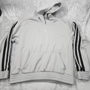 Adidas Hoodie Mens Medium Three Stripe Pullover Kangaroo Pocket Athletic Recycle